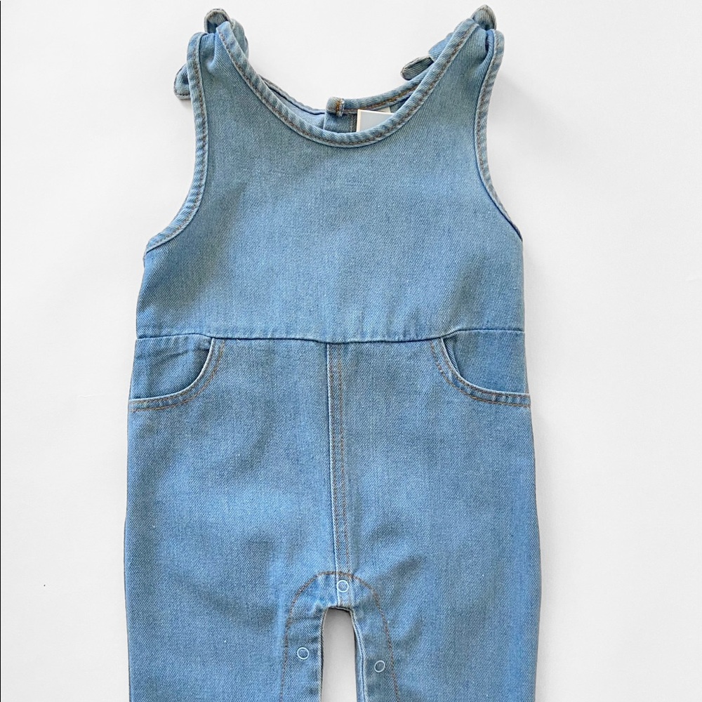 Denim Bow Jumpsuit